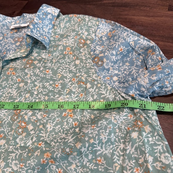J. Jill Blue /Green Color‎ Block Floral Blouse, Size Medium - Picture 7 of 12
